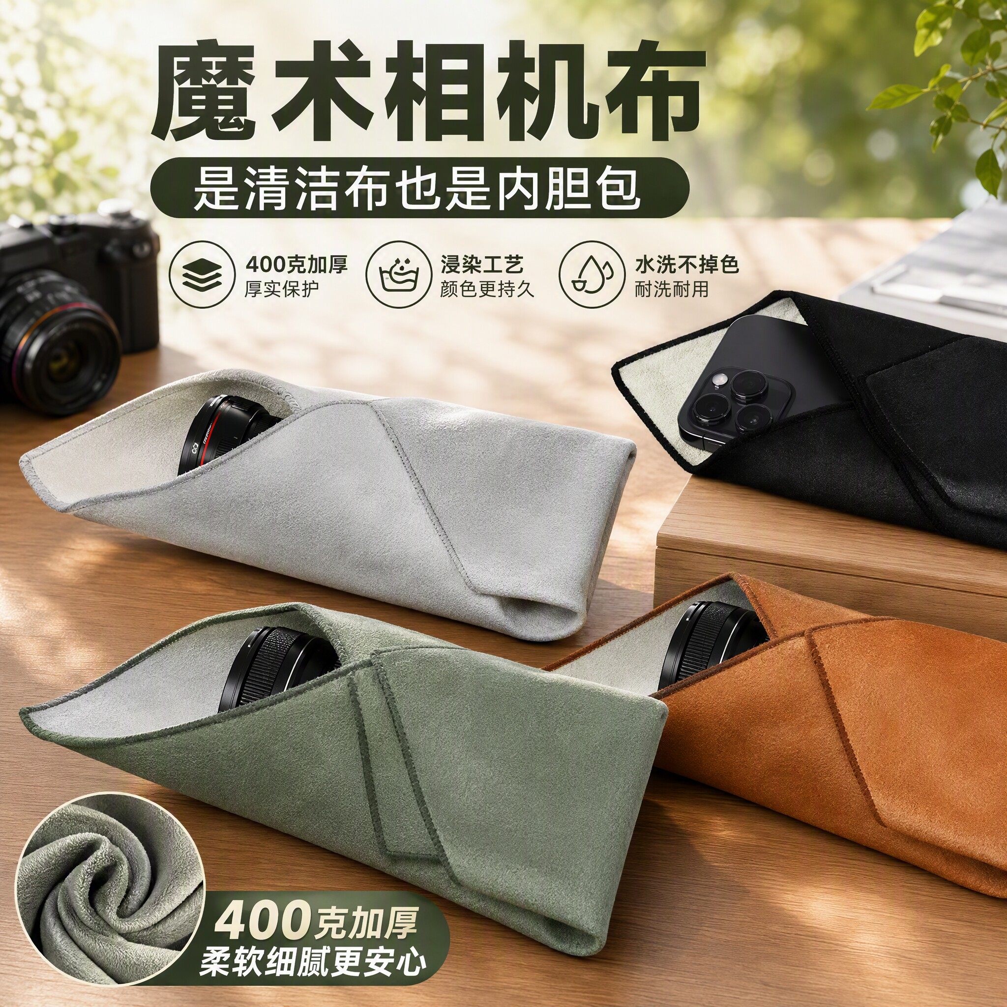 懒人自粘相机魔术布加厚相机包