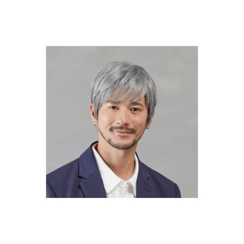 表演男士可水洗花白假发偏分短直发套老头假发白发套老人假发套
