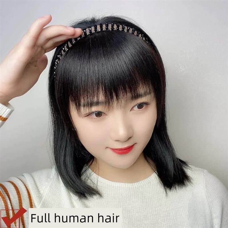 假发发带刘海一体化全真发仿钻石发带中年女性刘海额头鬓角覆盖白