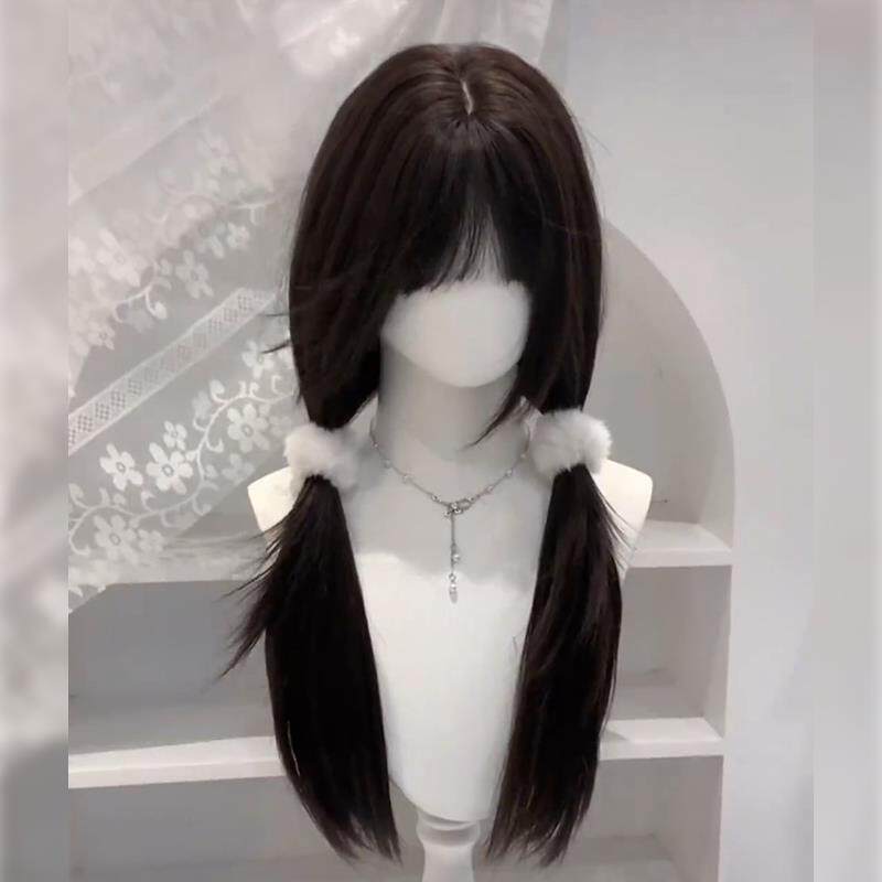 假发女高层次黑长直双马尾萝莉二次元日常Lolita玉子cos全头套jk