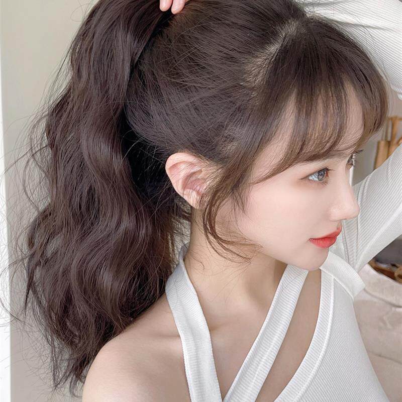 云朵烫抓夹式高马尾假发女夏真发可扎微卷短发自然辫子假马尾