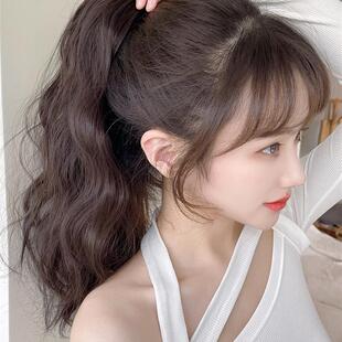 云朵烫抓夹式高马尾假发女夏真发可扎微卷短发自然辫子假马尾