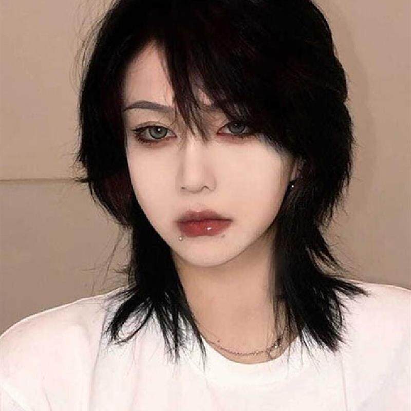 狼尾假发短发女酷帅气全头套式自然哑光鲻鱼头发型男生通用武士头