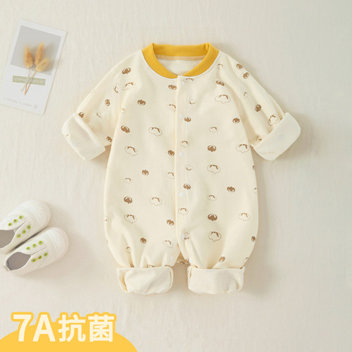 婴儿连体衣春秋季A类纯棉男女宝宝睡衣新生儿开裆哈衣爬服可爱萌