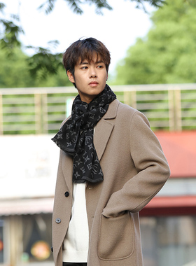 2025秋冬季男士围巾加绒加厚保暖休闲外出送礼礼盒装高档围脖