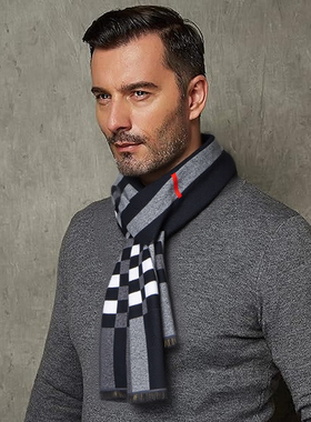 爆款男士围巾秋冬季加厚保暖礼盒装送礼休闲高档百搭围脖舒适防寒