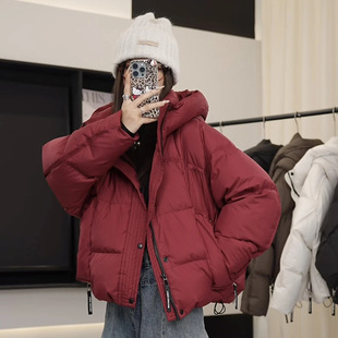 AE新款泡芙羽绒棉服女装短款连帽棉衣宽松时尚棉服小个子外套女