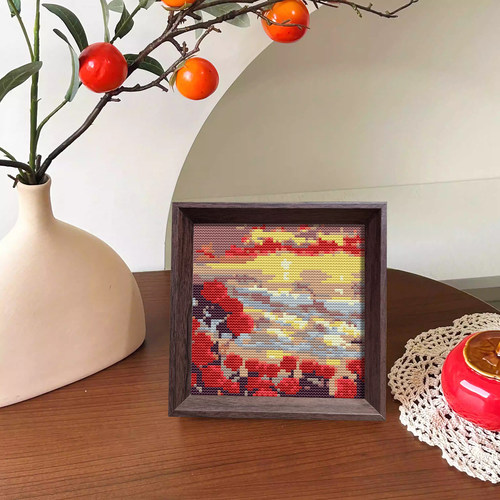 【落日玫瑰】十字绣2025新款线绣带框摆台唯美花卉风景手工秀刺绣