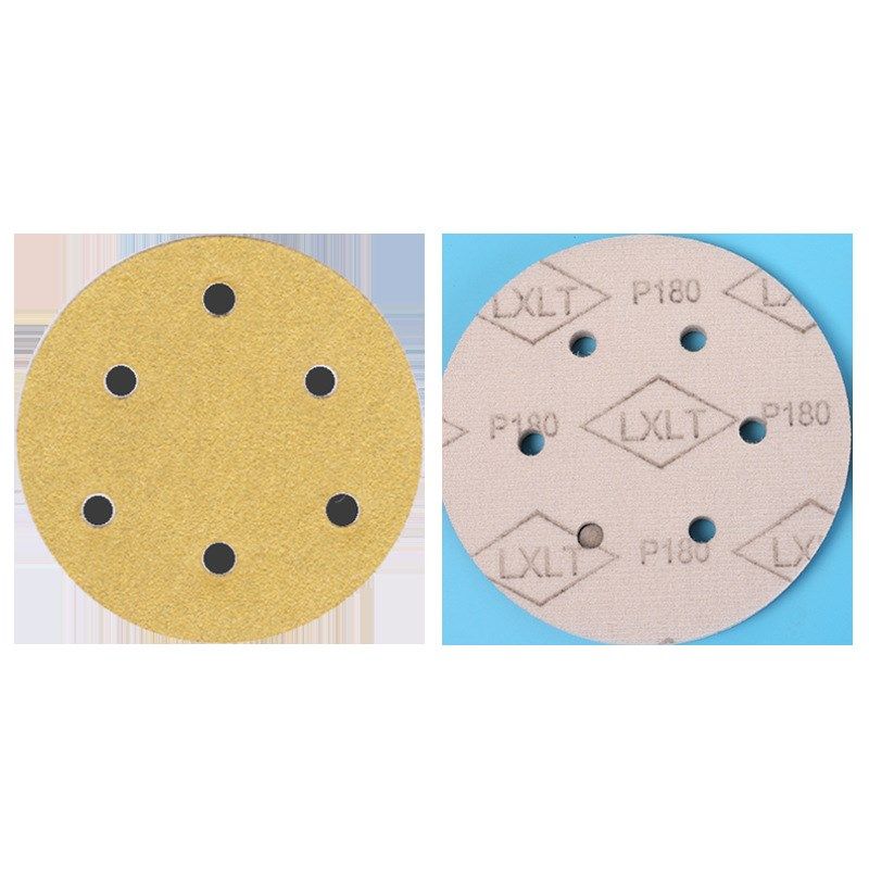 LXLT5寸6孔黄砂圆形砂纸片 圆盘黄砂植绒自粘砂纸 抛光打磨黄砂纸,标准件/零部件/工业耗材,砂纸,淘宝优惠券,粉丝福利购,淘宝优惠卷