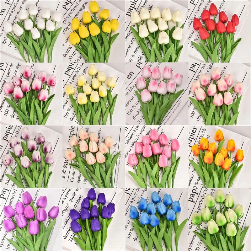 3/5pacs Tulip Artificial Flowers Real Touch Fake Flower Part