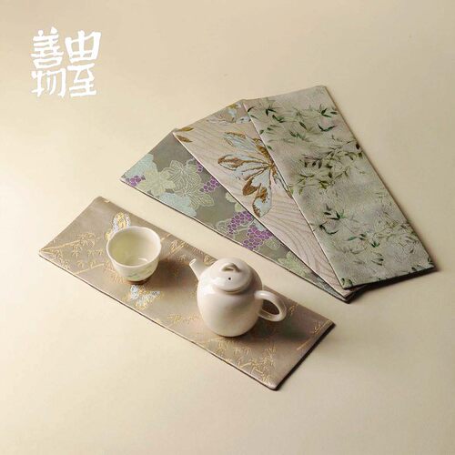 由至善物国风茶席茶巾双面轻奢高级感茶桌布茶布餐垫绒布垫简约