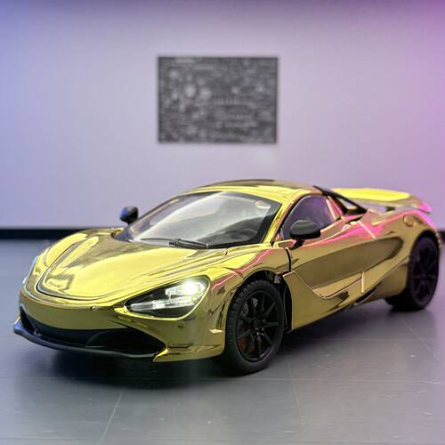 【BW798】车致车模1:24迈凯伦720S电镀版合金跑车模型摆件声光回
