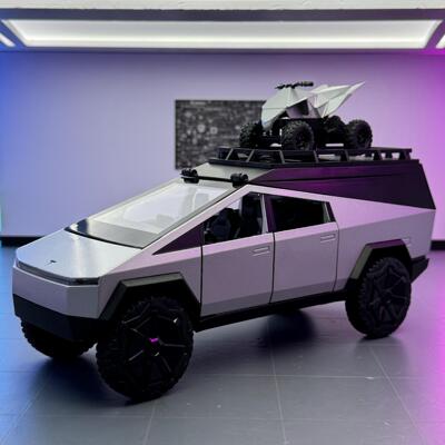 【BW798】车致合金车模1:24特斯拉皮卡露营房车声光回力玩具车音