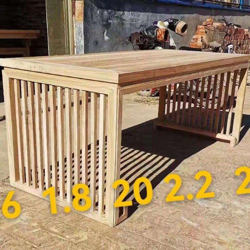 实木新中式书桌画案白茬北榆木茶桌白胚坯简约餐桌书法桌毛笔字桌