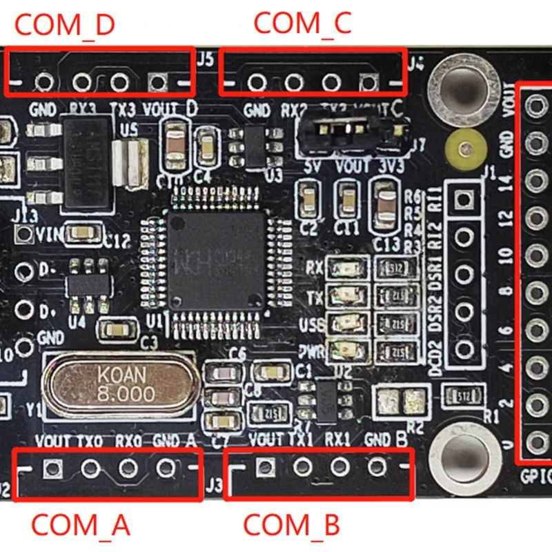 CH344 USB转多串口模块USB转GPIO转TTL扩展板下载器集线器工业级