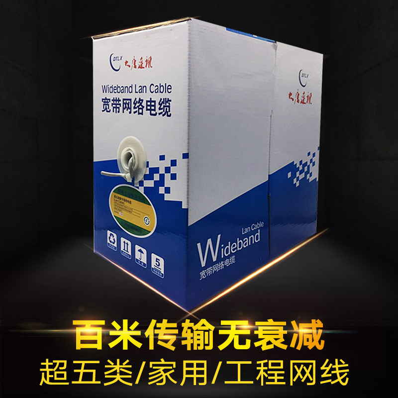 大唐连讯超五类高速家用无氧铜电脑网线8芯100m300米箱监控双绞线