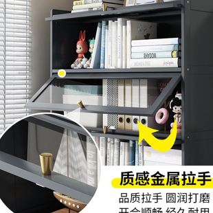 书架置物架落地简易家用书柜带门防尘储物柜客厅置物柜靠墙收纳美