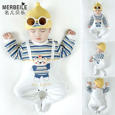 婴儿连体衣春秋款新生儿衣服纯棉长袖睡衣秋冬季男女宝宝可爱哈衣