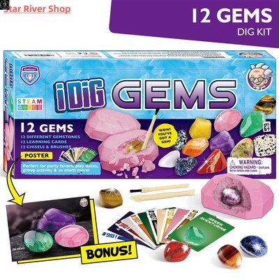 12PCS Gemstone Dig Kit CrystalB Mining Archaeology Excavatio