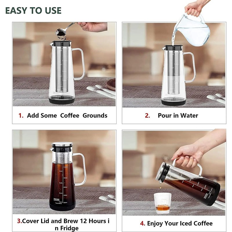 Leeseph Airtight Colds Brew Iced Coffee Maker and Tea Infuse