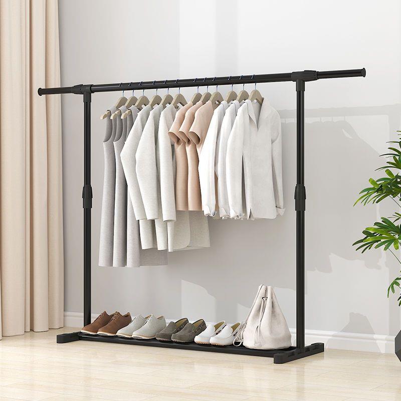 简易晾衣架落地折叠卧室单杆室内晾衣杆挂衣架阳台晒衣服架子家用