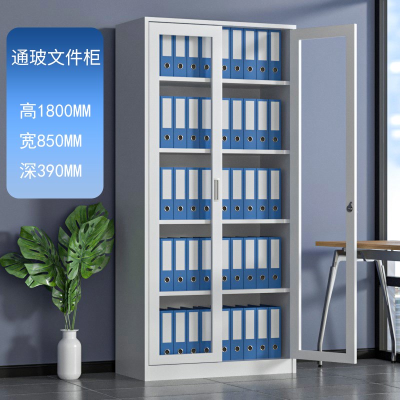 新款办公室铁皮文件柜通体对开门柜带抽屉车间工具柜收纳储物放书