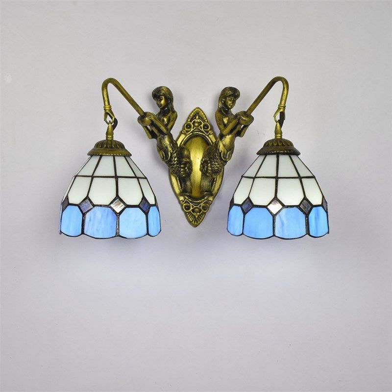 欧琈蒂凡尼美人鱼走廊壁灯地中海蓝色彩色玻璃客厅餐厅酒吧琉璃灯