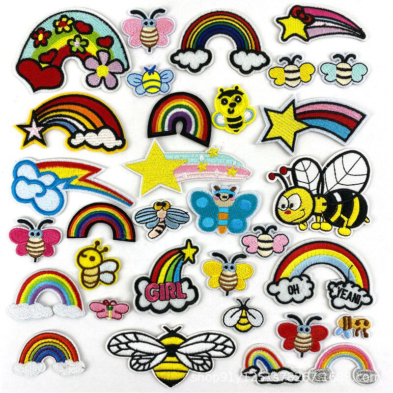 跨境新款徽章刺绣贴patch布贴黑色装饰布贴翅膀黑布熨烫贴补丁贴