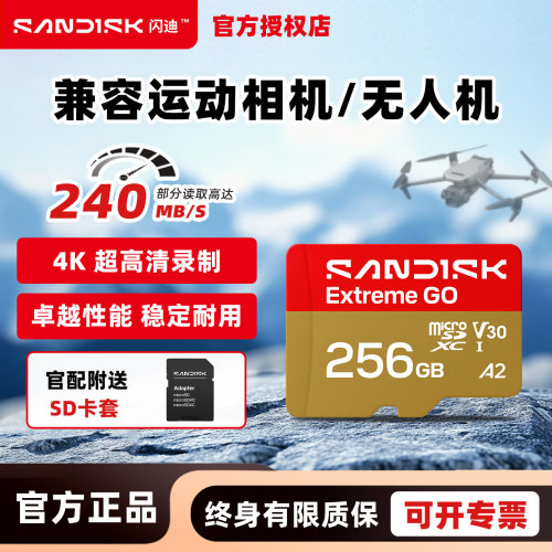 闪迪SanDisk Extreme GO至尊极速金卡tf存储卡相机卡内存卡
