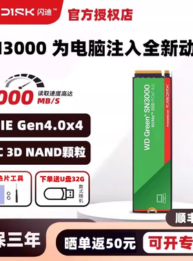 闪迪SN3000固态硬盘1T 2T 500G台式机笔记本SSD m.2硬盘pcie4.0