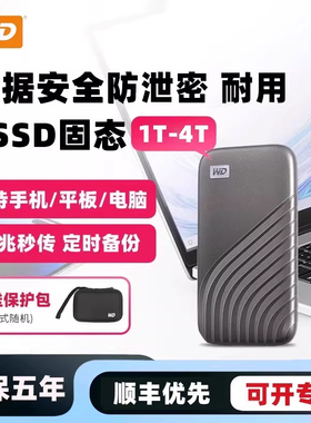 闪迪公司WD西部数据4t 2t 1t移动固态硬盘type c高速金属加密外接