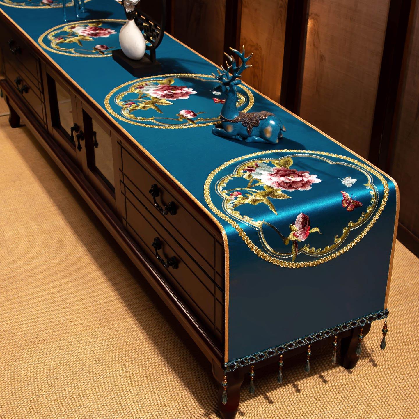 轻奢高级感电视柜盖布茶台茶席