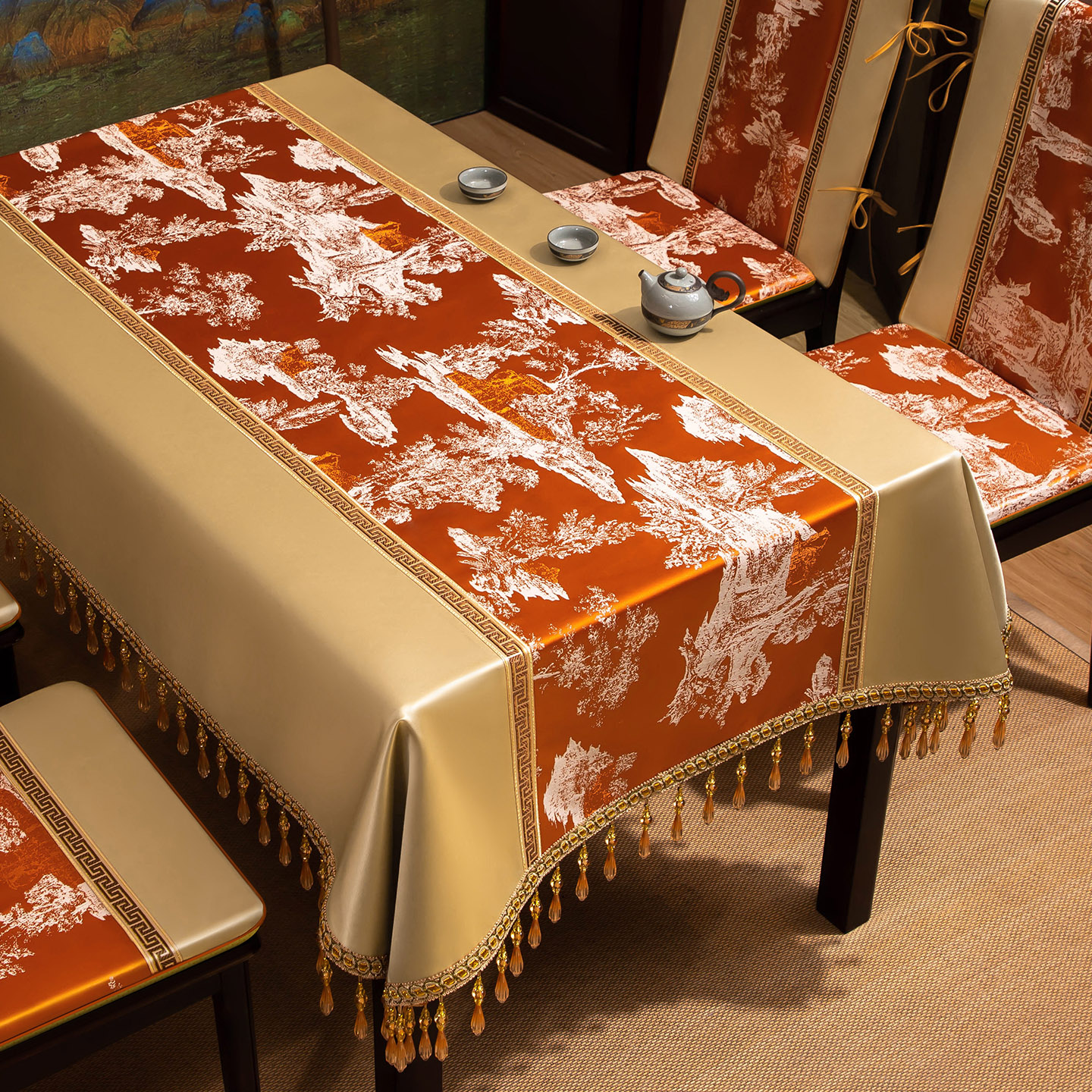 新中式轻奢高级感桌布高端定制