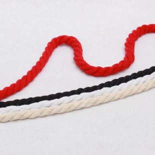 20mm本白漂白黑色三股棉绳箱包辅料窗帘绑带手提麻花扭绳 现货5mm