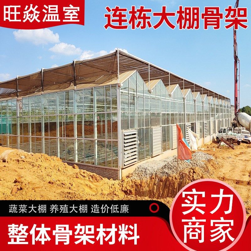 大棚农业智能温室玻璃连栋大棚蔬菜大棚骨架玻璃溫室棚架保温棚