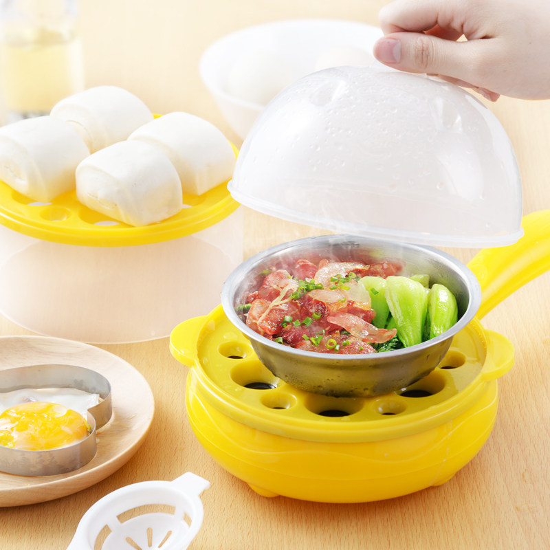 灿翔带开关插电煎锅荷包蛋锅包蛋饺不粘锅煮蛋器多功能双层电煎锅