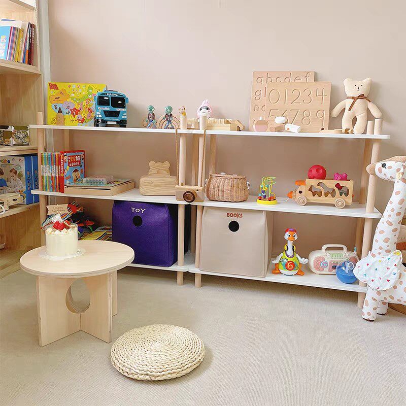 实木置物架落地玩具架儿童收纳架多层婴儿diy书架幼儿园储物架子