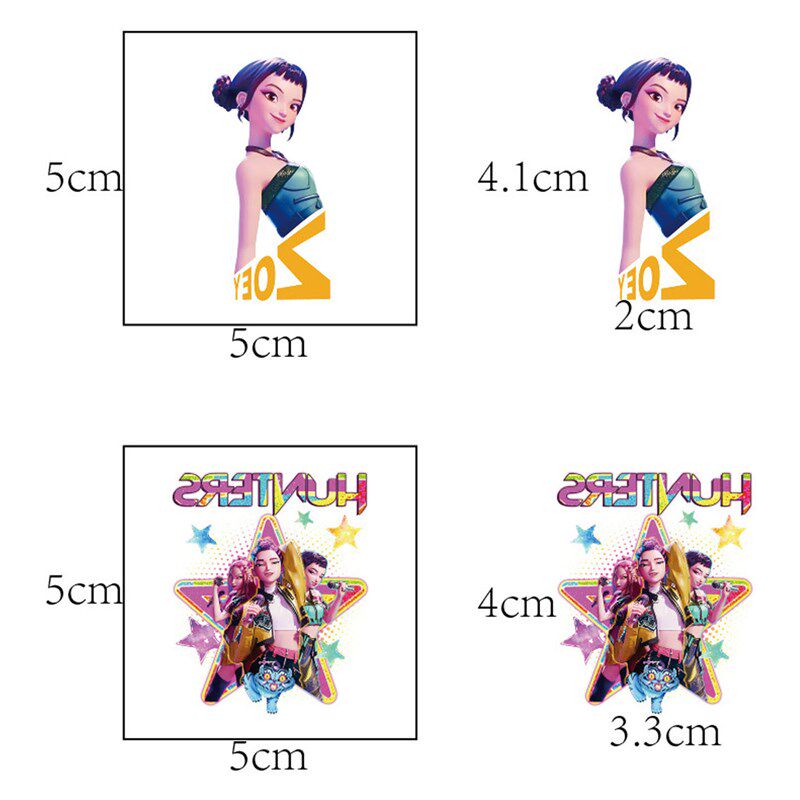 跨境猎魔女团纹身贴纸20张卡通纹身贴画水转印一次性纹身贴玩具