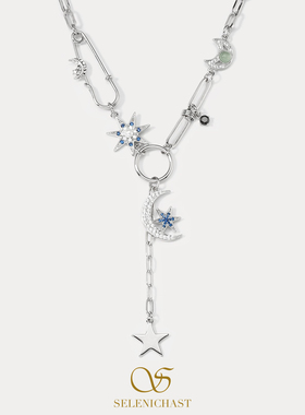 SELENICHAST原创设计星月守护项链吊坠小众首饰配饰女友生日礼物