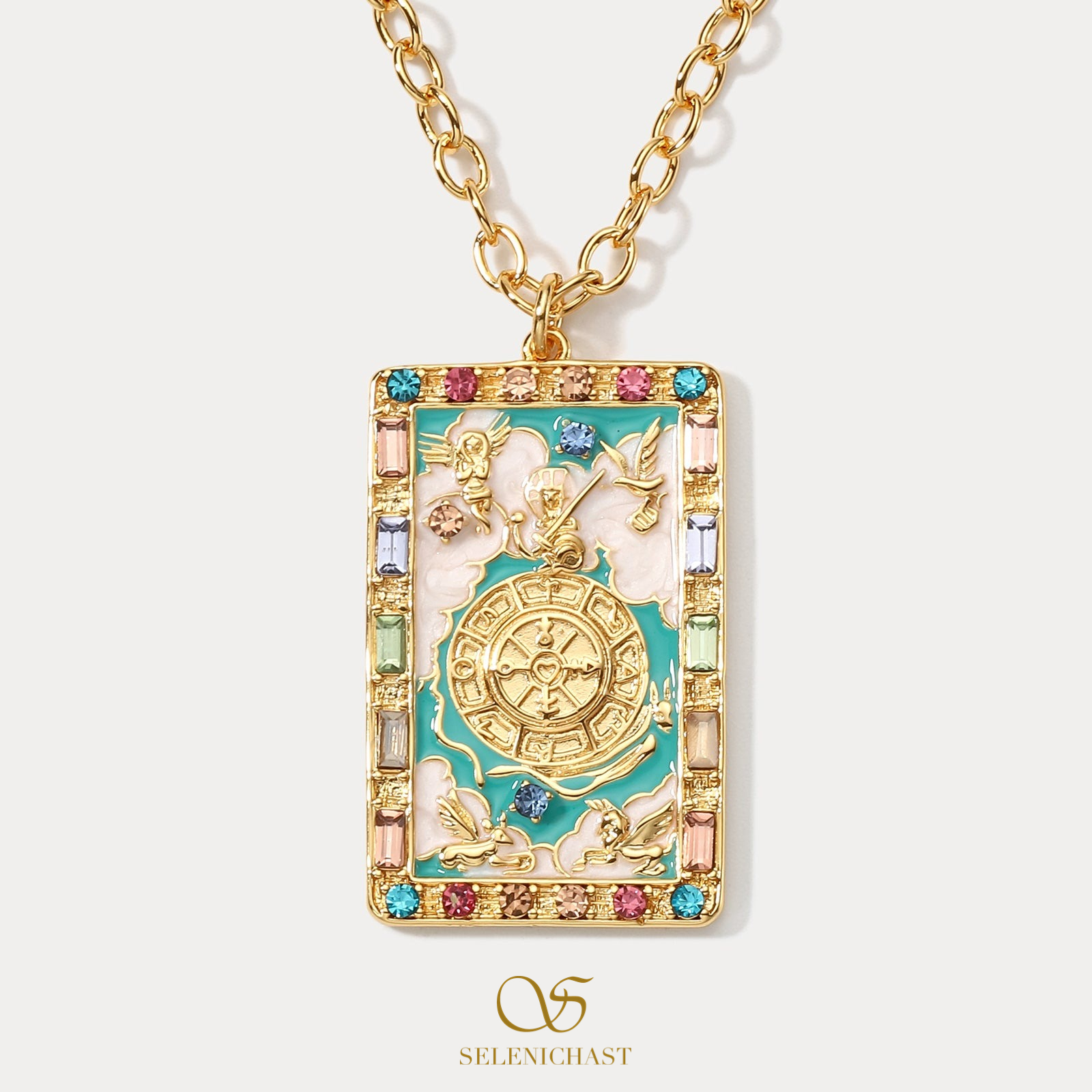 SELENICHAST原创设计命运之轮·塔罗牌项链小众吊坠女友生日礼物