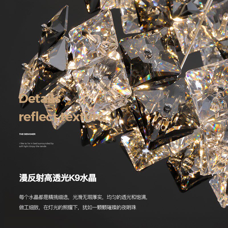 慕能意式极简客厅吊灯轻奢高级感水晶吊灯现代简约客厅灯大厅主灯