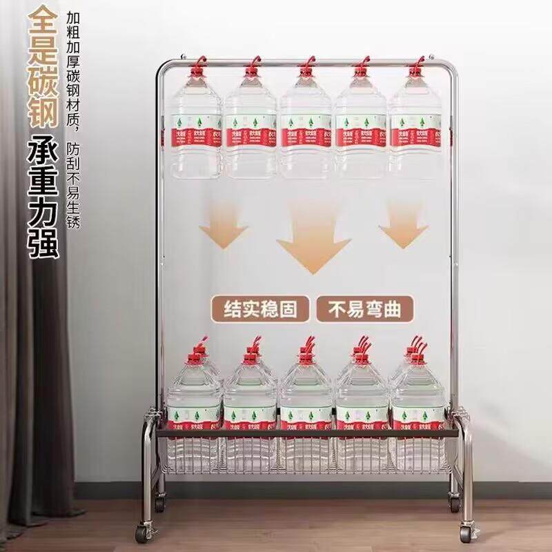 服装店货架不锈钢带轮陈列架篮子中岛柜移动展示架卧室挂衣架落地