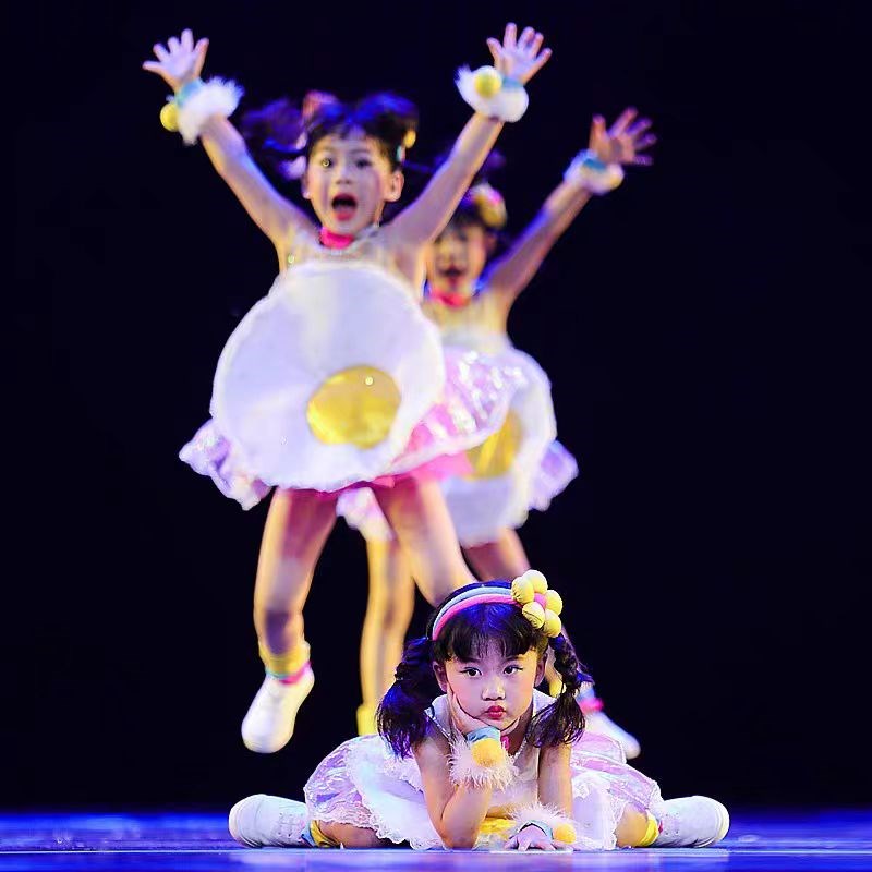 2024新款我爱荷包蛋儿童演出服小学生蓬蓬裙纱裙幼儿园舞蹈表演服