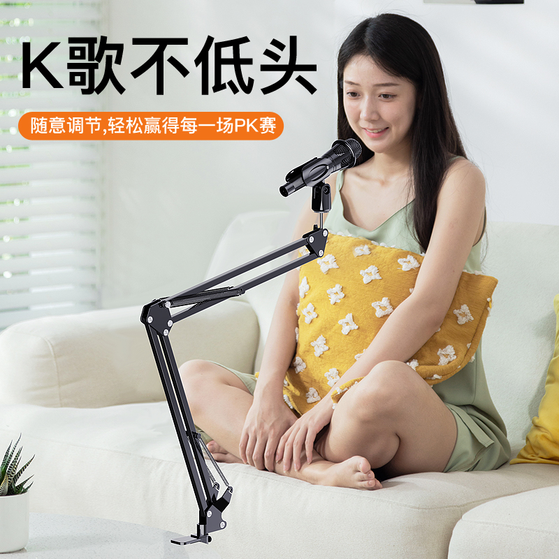 专业麦克风支架 话筒支架子桌面悬臂式k歌手机直播支架拍摄神器按