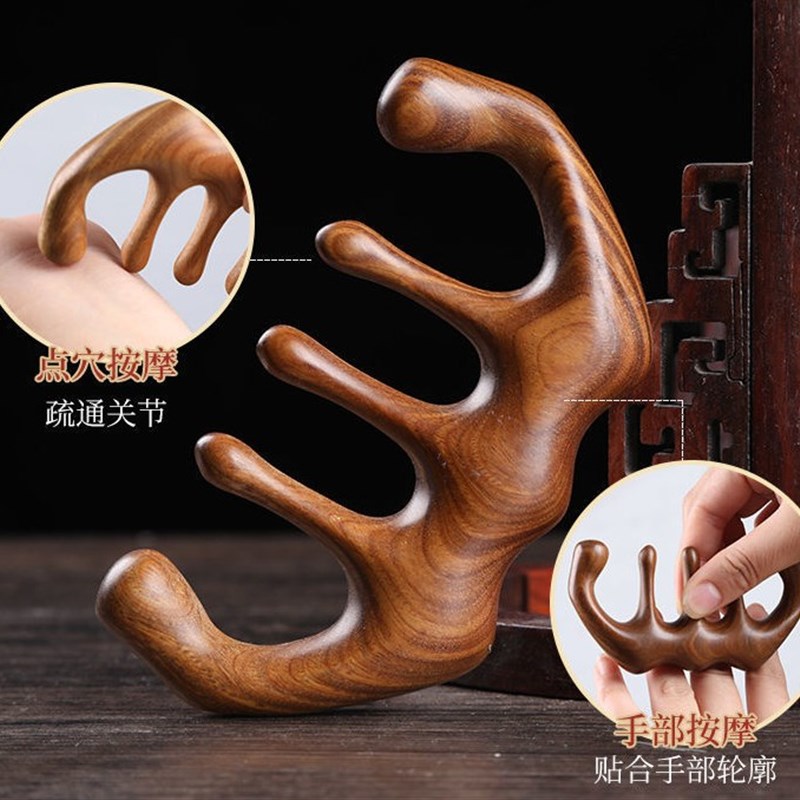 檀木头皮按摩梳子头部经络刮痧梳绿檀金丝檀木梳宽齿乳腺梳防静电