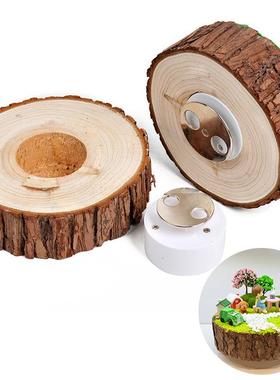 木质树桩八音盒底座原木diy创意思维旋转音乐盒学生手工体验素材