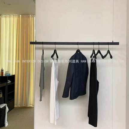 服装展示架极简不锈钢钢丝吊绳挂衣架烤漆黑色货架橱窗陈列吊挂架