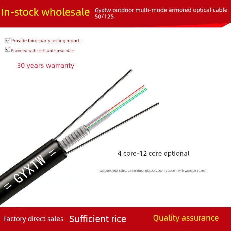 室外多模铠装光缆4/6/8/12芯中心束轻型铠装光缆50/125室外光缆国家标准光缆