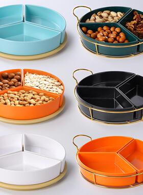 3格果盘KTV酒吧水果盘密胺足浴店分格零食盘棋牌台球室多格小吃盘