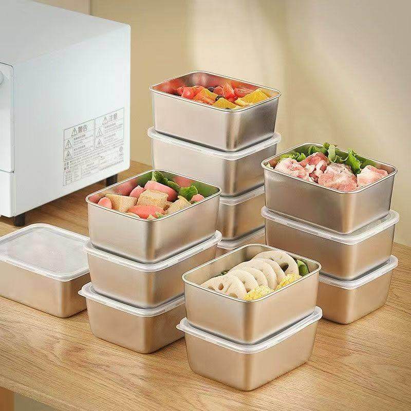 304不锈钢保鲜盒餐用长方形盘带盖冰箱食物收纳盒冷冻盒子大容量,收纳整理,食物收纳盒,淘宝优惠券,粉丝福利购,淘宝优惠卷
